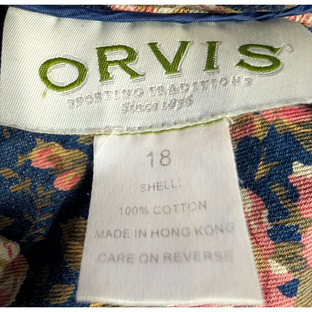 Vintage Orvis Floral Denim Midi Skirt Rose Print Button Front Cotton Cottagecore - Picture 3 of 9